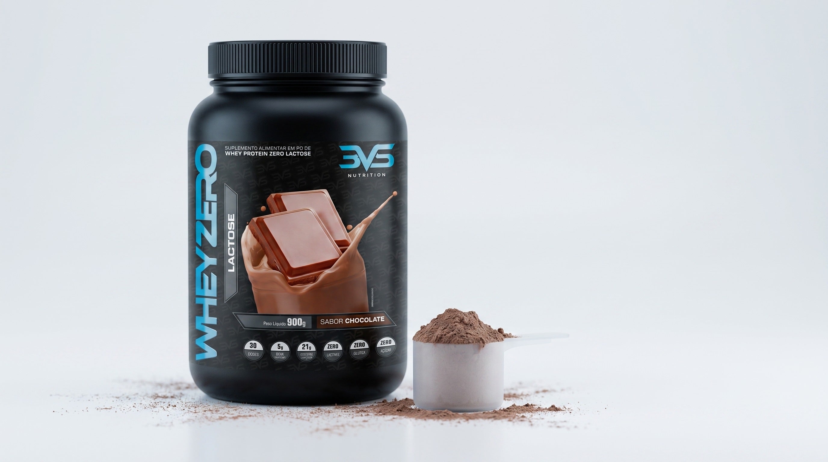 Lactose quebrada na fábrica. Proteína inteira no scoop.