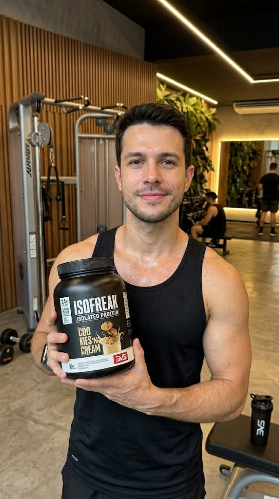 Atleta usando ISOFREAK na academia após o treino