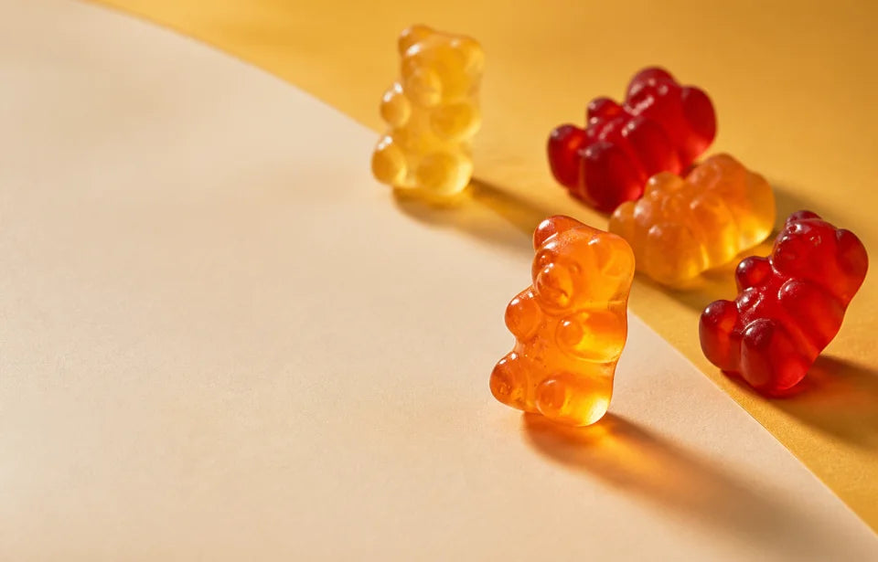 Gomas vitamínicas translúcidas representando a linha Gummies 3VS