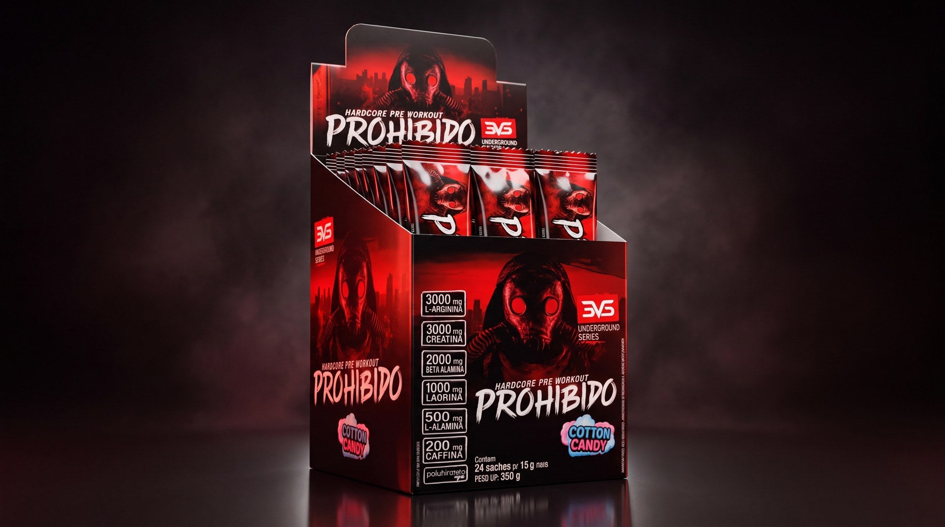 Caixa Prohibido Dose com 24 doses · pré-treino em dose única · 3VS Nutrition