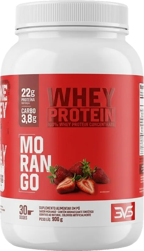 100% Whey Protein Concentrado Morango 900g 3VS