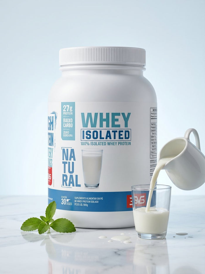 100% Whey Protein Isolado 3VS NATURAL — proteína isolada adoçada com estévia